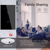 Interrupteur mural intelligent tactile Tuya ZigBee, compatible Alexa Google, 10A Max 240V, US AU, sans fil neutre et avec fil neutre, interrupteur mural électrique