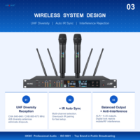 Système de micro sans fil UHF professionnel HKNC longue portée double micro portable XLR HG-D300-A 610-670MHz pour Église, Mariage, Événement, Réunion, Scène