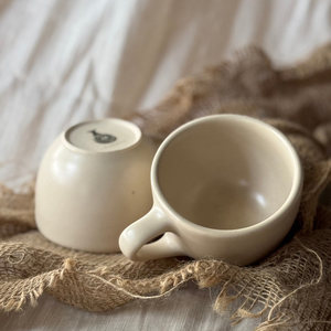 Premium High-Fired Stoneware Ceramic Coffee Cup Saucer <b>Set</b> Stackable Design Durable Elegant <b>Microwave</b> Oven Safe 180-220ml - Product Image 2