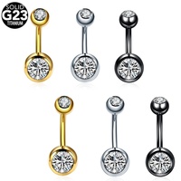 Nouvelle Offre Gaby G23 Anneaux de Nombril en Titane Plaqué Or à Filetage Interne avec Étoile en Cristal, Bijoux de Piercing pour Mariage et Fiançailles