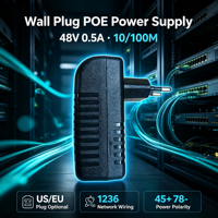 Inyector PoE Pasivo para Enchufe de Pared, DC 48V 10/100Mbps Ethernet, Fuente de Alimentación ABS para Cámara IP, AP Inalámbrico, Red Doméstica y de Oficina