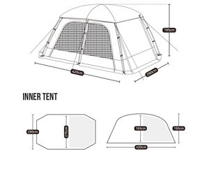 Tienda de Campaña Negra Acogedora para 2-4 Personas para Acampar al Aire Libre, para Disfrutar <span class=keywords><strong>del</strong></span> Amanecer y el Atardecer, con 1 Sala de Estar y 2 Dormitorios - Product Image 5