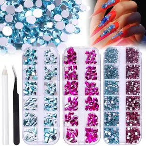 Haute Qualité Cristal Paillettes Pierre Formes Mixtes Flatback Ongles Verre Strass Charmes Ab Strass