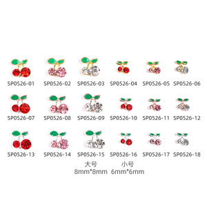 Breloques pour ongles en forme de cerise, rouge, rose, blanc, strass, alliage argenté et doré, décorations 3D en forme de fruits pour une manucure mignonne - Product Image 3