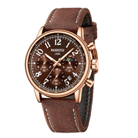 Jam Tangan Pria NIBOSI 2729 Chronograph Quartz Tali Kulit Nilon Bisnis Olahraga Dial Tanggal Bercahaya OEM Multifungsi