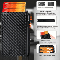 Dompet Pop Up Minimalis Logo Custom Pria, Anti RFID, Penahan Kartu Kredit Aluminium dengan Penjepit Uang, Grosir, Kantong Depan