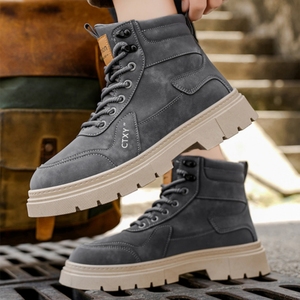 Bottes de <span class=keywords><strong>moto</strong></span> de travail pour hommes de style britannique à semelle épaisse d'automne à la mode - Product Image 4