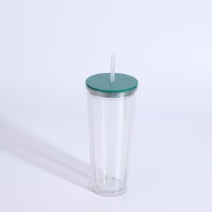 Wholesale <strong>Bulk</strong> 24 oz Reusable Boba Cup <strong>Double</strong> <strong>Wall</strong> <strong>Clear</strong> Insulated Bubble Tea Cup <strong>Plastic</strong> Acrylic Snow Globe <strong>Tumbler</strong> with Straw - Product Image 4