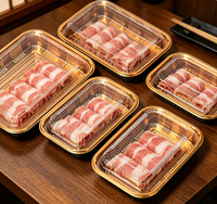 Vente directe d'usine, boîte d'emballage en plastique PET de qualité supérieure, rectangulaire dorée, à paroi simple, de qualité alimentaire, avec couvercle, conteneur à emporter