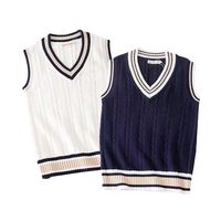 Gilet pull sans manches en tricot de polyester unisexe pour adulte, style preppy, accessoires d'uniforme scolaire JK, en stock