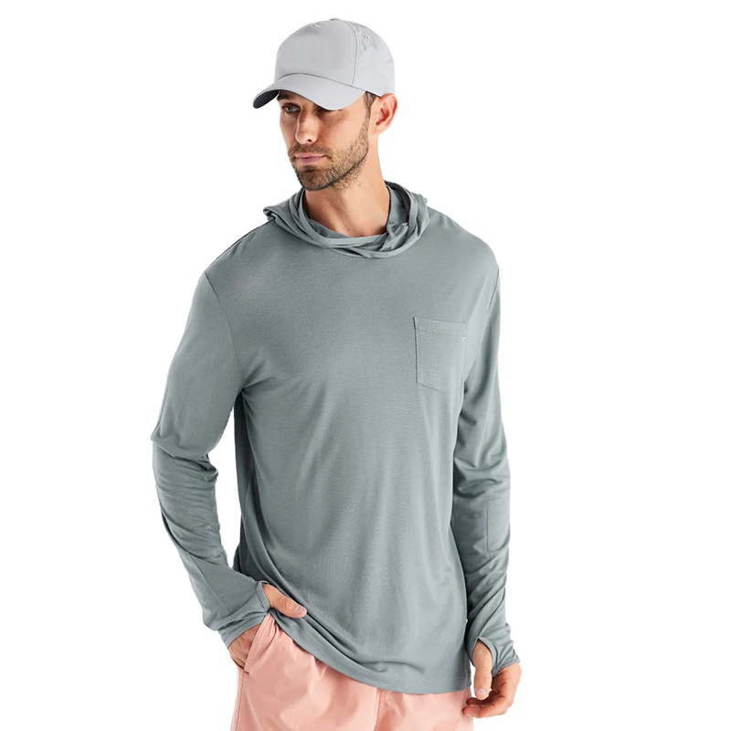 2026 New lb Customized Men's Bamboo Viscose Hooded Long Sleeve Tshirt UPF 50+ Sun Protection Long Sleeve Lightweight Thumb Hole