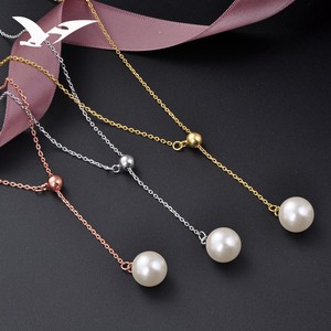 Collar de Perlas de Acero Inoxidable 304 con Cadena Larga y Perlas Redondas para Uso Diario, Joyería para Mujer - Product Image 4