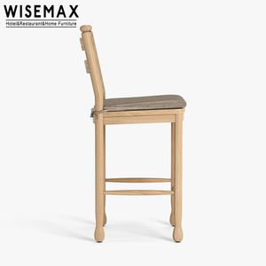 WISEMAX FURNITURE Chaise de <span class=keywords><strong>table</strong></span> de bar nordique simple <span class=keywords><strong>Tabouret</strong></span> de bar haut en bois de frêne avec coussin amovible pour îlot de <span class=keywords><strong>cuisine</strong></span> Restaurant - Product Image 5