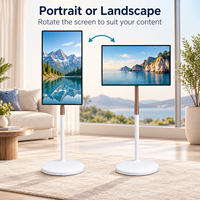 Moniteur tactile Android 11 de 32 pouces, tablette TV rotative avec 4 Go de RAM et support de sol réglable pour le divertissement et le fitness à domicile