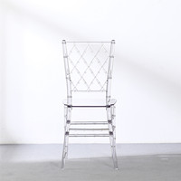 Chaise de réception transparente en résine plastique acrylique incassable pour événements, fêtes, banquets, mariage, vente en gros, fabrication d'usine, pour location