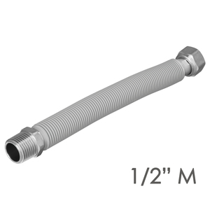Tubo di Estensione per Acqua in Acciaio Inossidabile Corrugato Lunghezza da 22,5 a 30 cm. Raccordi da 1/2 pollice - Product Image 3