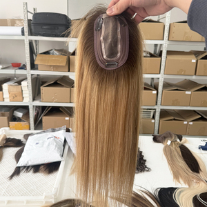 Listo para enviar: Topper de cabello virgen europeo balayage 3x5'' con encaje mono y encaje suizo natural, rubio, para mujeres blancas. - Product Image 5