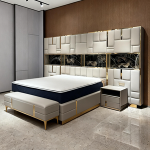 High-End Italienisches Designer-Luxus-Schlafzimmer-Bettset Möbel King-Size-Bettgestell-Set Möbel Schlafzimmer Leder-Polsterbett - Product Image 2