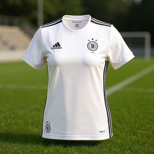 Camiseta de fútbol Adidas para mujer, blanca, manga corta, cuello redondo, corte atlético, tejido Climacool - Product Image 3