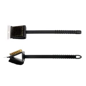 BBQ Cleaning Brush Long Handle Barbecue Grill Oven Cleaning 3 In 1 Corner Copper Wire Brush Copper Wire Sponge Shovel