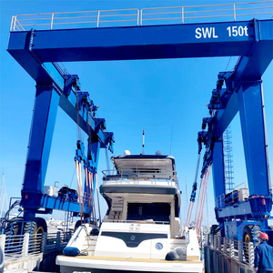 Outdoor Use 100ton Rubber Tyred Mobile Boat Hoist Crane Marine Travel Lift for Sale - Product Image 1