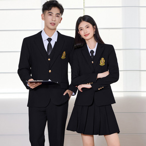 School Uniform Set Long Sleeve Black Preppy Style For Men And Women Fall 2025 Polyester Woven Unisex - Product Image 4
