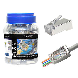 Ethernet STP кабель экранированный 8-контактный 8P8C модульный штекер сети cat 5 cat6 <span class=keywords><strong>RJ45</strong></span> проходной разъем - Product Image 1