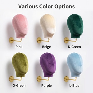 Cabeza de Maniquí de Terciopelo para Exhibición de Sombreros y Pelucas, con Gancho Dorado, para Hombre y Mujer, Montaje en Pared, Venta al por Mayor - Product Image 4