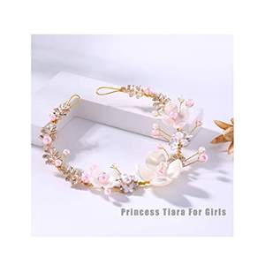 Perle Mariage Bandeau Or Fille Fleur De Mariée Cheveux Pièce Princesse Feuille Coiffe W352 - Product Image 3