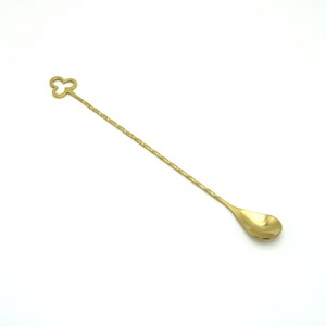 Dark <span class=keywords><strong>Light</strong></span> Mạ Vàng Thép Không Gỉ <span class=keywords><strong>Bar</strong></span> Đồ Uống Cocktail Đồ Uống KHUẤY TRỘN Twisted Spoon Swizzle Với Logo Tùy Chỉnh - Product Image 5