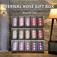 Boîte Cadeau Carrée de Fleurs Éternelles – Têtes de Roses Immortelles Séchées et Préservées pour la Saint-Valentin et les Remises de Diplômes
