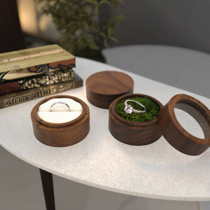 Cajas de Joyería de Madera de Nogal Negro Personalizadas al por Mayor para Anillos, Collares, Almacenamiento de Compromisos, Empaque, Hermosa Caja de Boda - Product Image 3