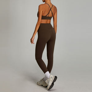 Mallas de cintura en forma de V cruzada de <span class=keywords><strong>2</strong></span> piezas de alta calidad para mujer, ropa deportiva para Fitness y Yoga, Sujetador deportivo, conjuntos de Fitness para gimnasio - Product Image 3