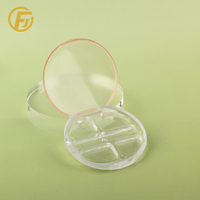 Boîtier transparent en plastique pour fard à paupières avec couvercle rabattable, plateau cosmétique à quatre compartiments pour poudre compacte, emballage OEM ODM