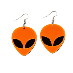 Alien Drop Earrings Rose Red Cartoon Party Costume Accessory - Product Image 2