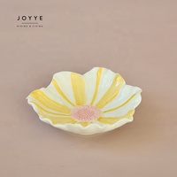 Bol à trempette en céramique artisanale JOYYE en forme de marguerite jaune douce, décor de table rustique, plat de service pour condiments