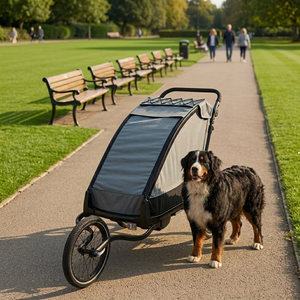 Série KS-6200 pour chien de grande taille, poussette, remorque vélo, pliable, cadre en alliage d'aluminium léger, roues pivotantes EVA de 8 pouces, charge maximale 45-50 kg - Product Image 1