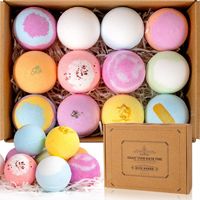 Set Hadiah Bola Mandi Garam Laut Alami 12 Buah dengan Minyak Esensial, Bunga Kering & Mandi Busa Relaksasi - Grosir