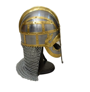 Casque de Chevalier Médiéval Haut de Gamme Fait Main en Argent et Plaqué Or, Coiffe d'Armure de Guerrier Européen pour Événements Cosplay et Films - Product Image 3