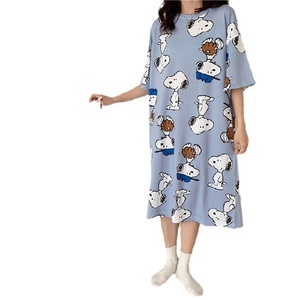 <span class=keywords><strong>Pyjama</strong></span> d'été pour femmes, style coréen, imprimé de dessins animés mignons, ample, pour femmes enceintes, manches courtes, taille élastique, printemps, bon - Product Image 5