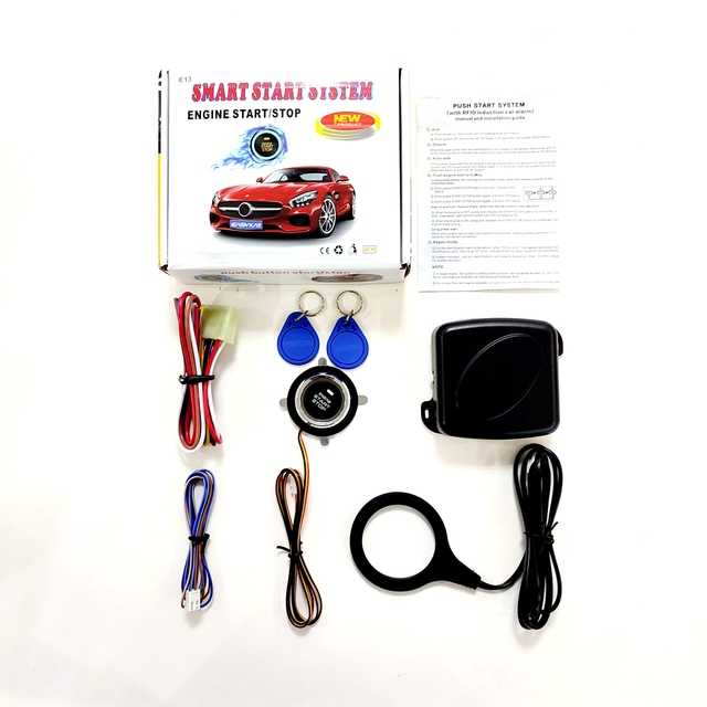 Universal RFID Immobilizer PKE Keyless Push Button Start Stop System Remote Starter Control Engine Car Ignition Alarms Kit E13