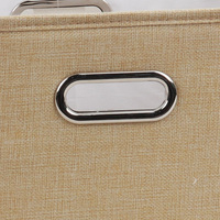 Cube de rangement en tissu 30x30x30cm, aspect lin tissé, avec poignées en anneau métallique, organisateur décoratif pour placard et chambre