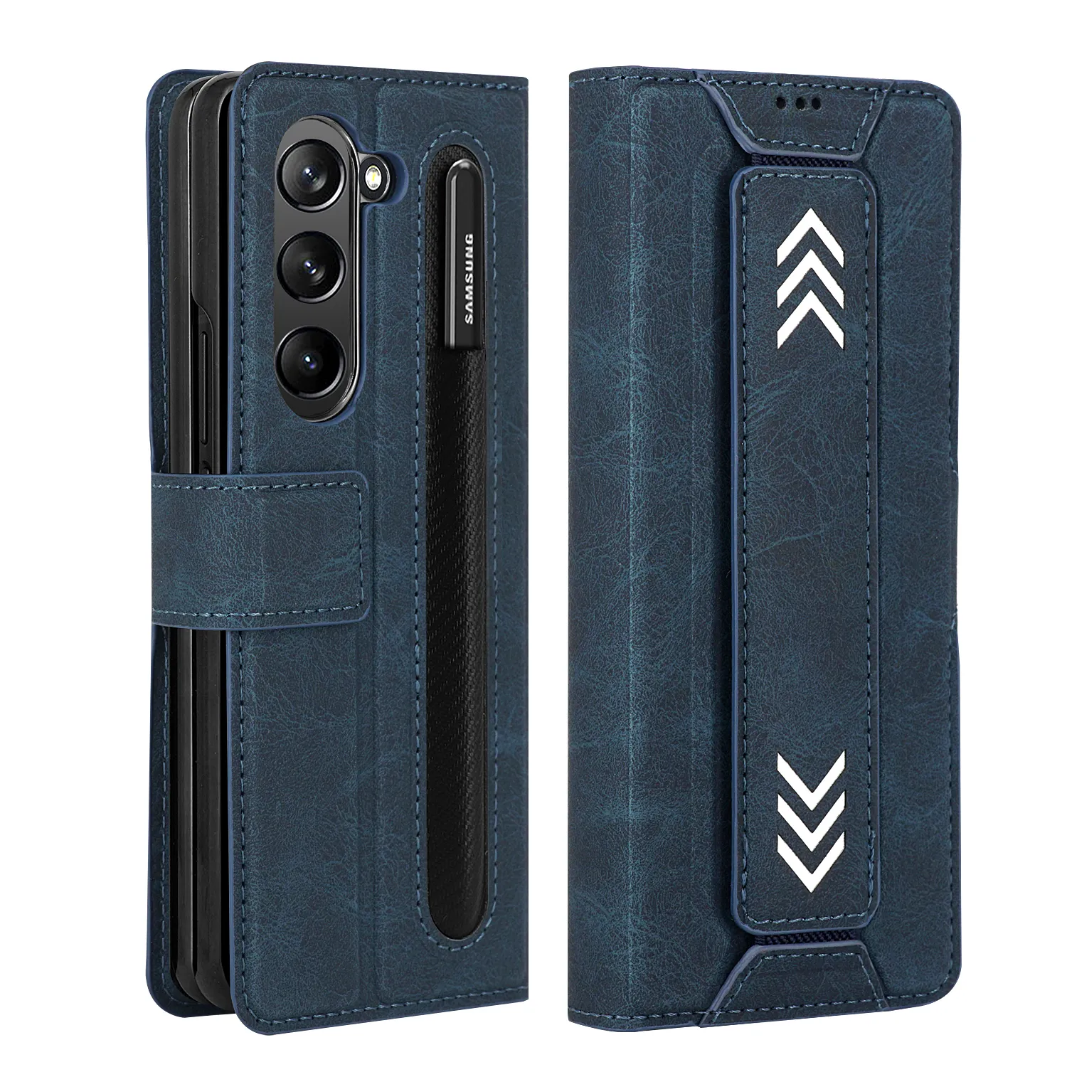 Z Fold 3 cüzdan kılıf Samsung Fold 3 Flip deri kılıf için kart tutucu ile