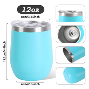 Ly giữ nhiệt hình trứng 12oz in logo tùy chỉnh, ly uống rượu hai lớp cách nhiệt, cốc rượu bằng thép không gỉ 12oz có nắp - Product Image 2