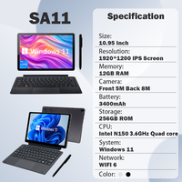 Tablette Personnalisée 10,95 Pouces 12 Go RAM 256 Go Wi-Fi, Tablette Windows 2 en 1 avec Clavier
