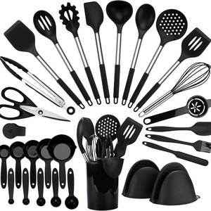 28-Piece Heat-Resistant Non-Stick <b>Silicone</b> Kitchen Utensils Set with Stainless Steel Handle for Cooking & Serving Fish - Product Image 1