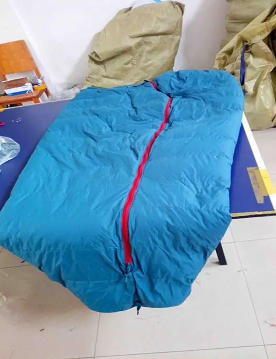 20D Nylon Tecido Cor Azul Acampamento Para Baixo Saco de Dormir-25C Graus Para Baixo Saco de Dormir Acampamento