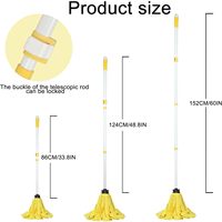 Serpillère lavable pour le nettoyage des sols, avec fil de coton synthétique, manche en aluminium, système d'essorage par basculement, serpillère jaune pour usage domestique