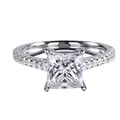 Princess Cut Ring1 carat  GRA Moissanite diamond  side stone pave Engagement ring 14K18k Gold Women's Jewelry