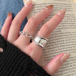 Yinruitai S925 <b>Sterling</b> <b>Silver</b> Chain <b>Ring</b> Women Fashion Simple Stackable Minimalist Design Geometric Jewelry Gift - Product Image 4